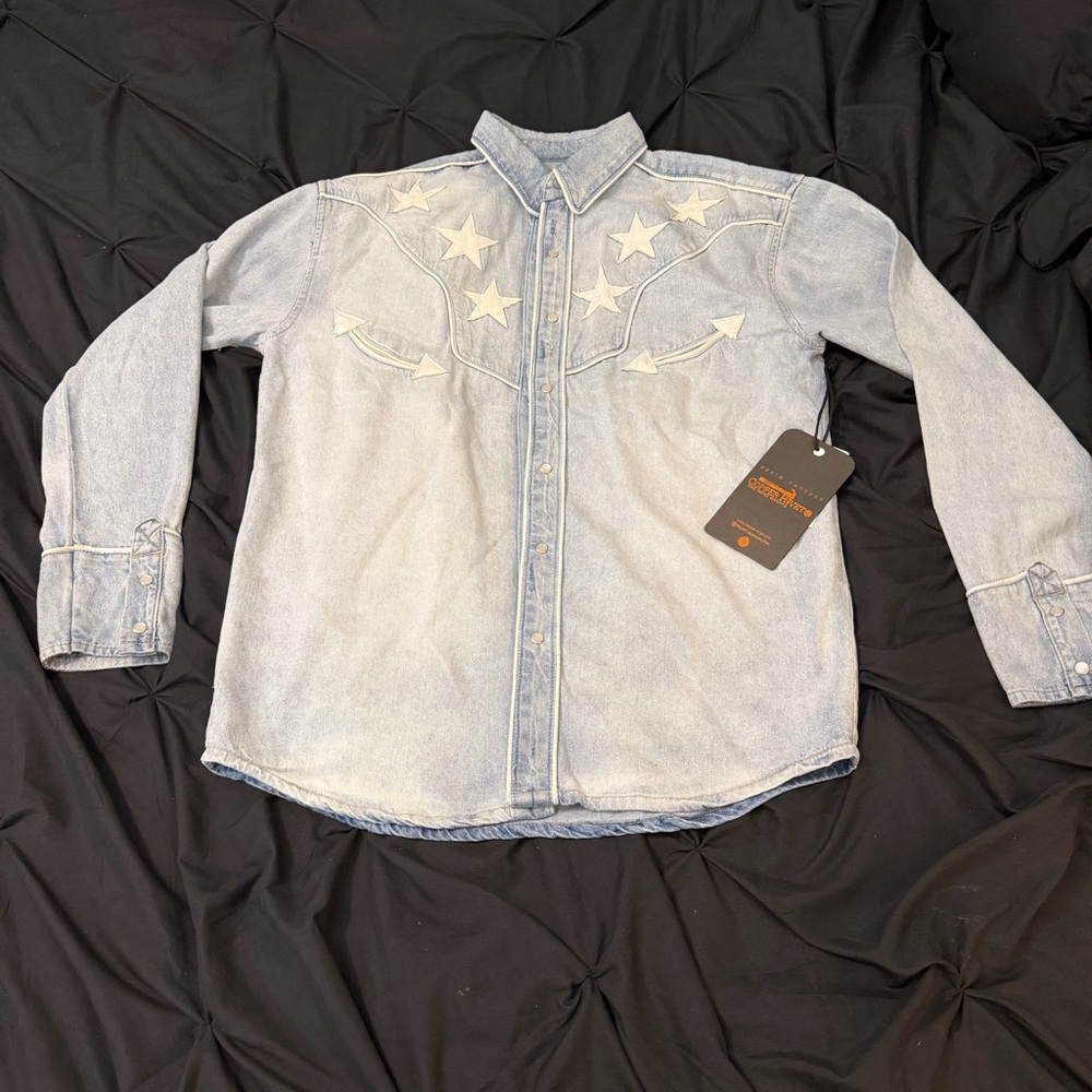 Copper Rivet heavyweight Star Embroidered Denim Shirt